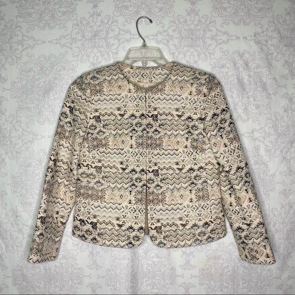 Tahari ASL Open Front Metallic Print Formal Career Jacket size 6P - Picture 1 of 12